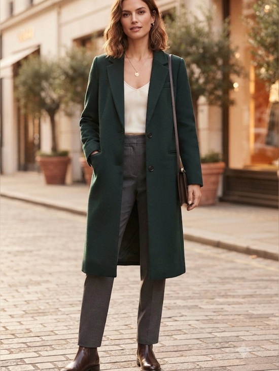 OAK + FORT Jackets & Blazers - OAK + FORT Deep Green Trench Coat